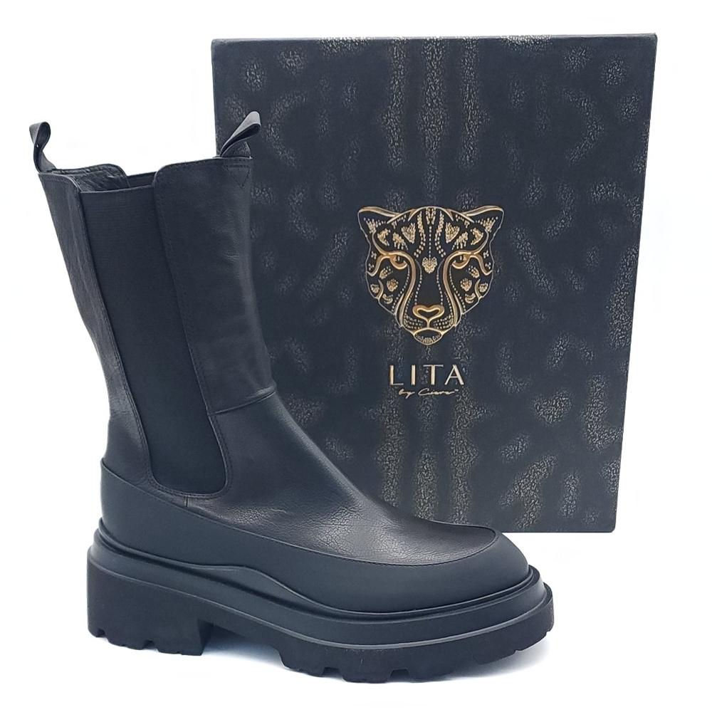 New Lita By Ciara Thrive Tall Chelsea Boot Platform Extralight Black Size 40
